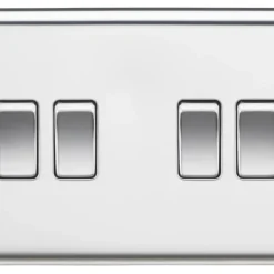 Knightsbridge CL41PC 10AX 4-Gang 2-Way Light Switch Polished Chrome