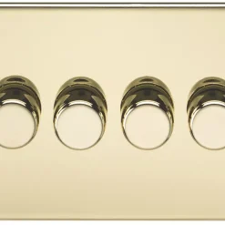 Knightsbridge SF2184PB 4-Gang 2-Way LED Dimmer Switch Polished Brass