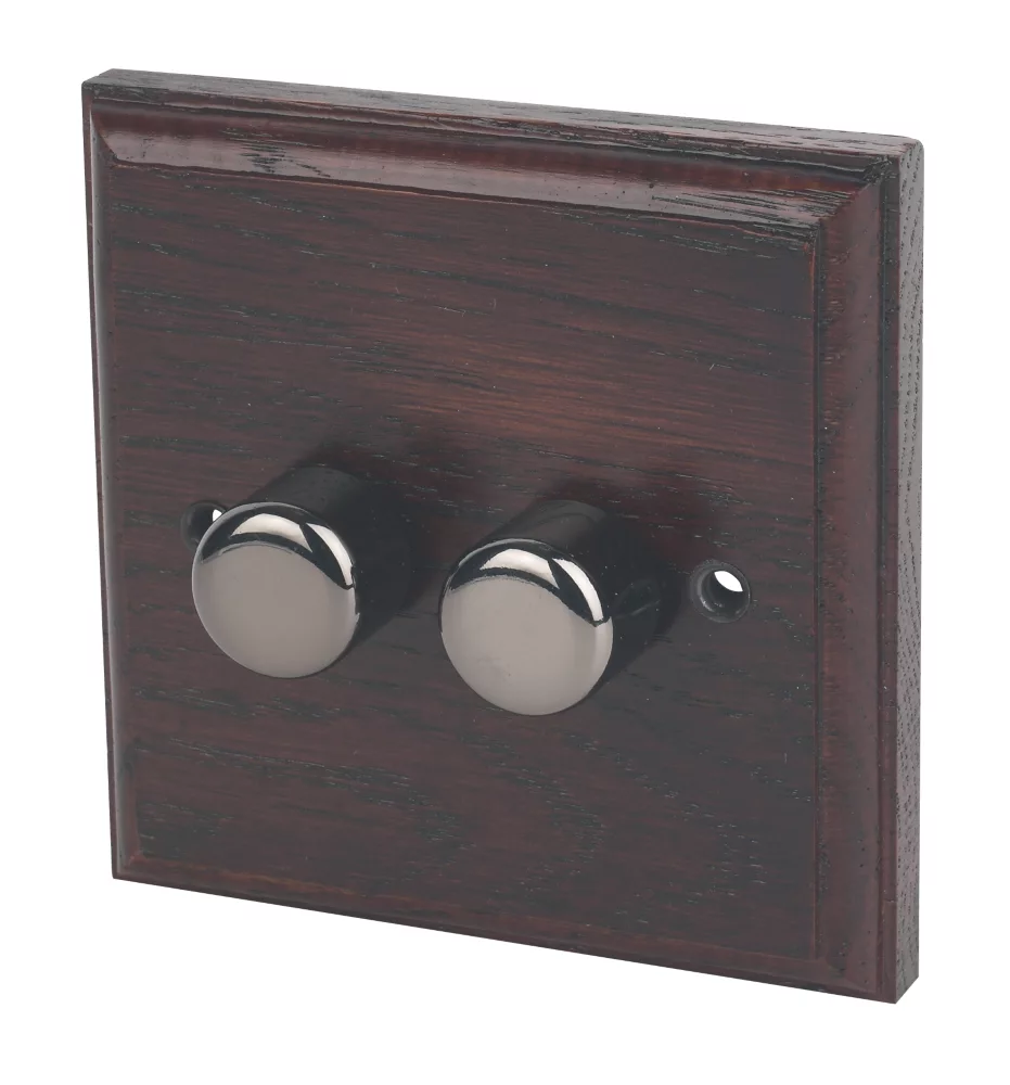 Varilight V-Pro 2-Gang 2-Way LED Dimmer Switch Dark Oak
