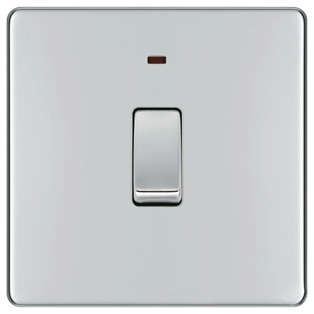 LAP 20A 1-Gang DP Boiler Switch Polished Chrome With LED - Image 2