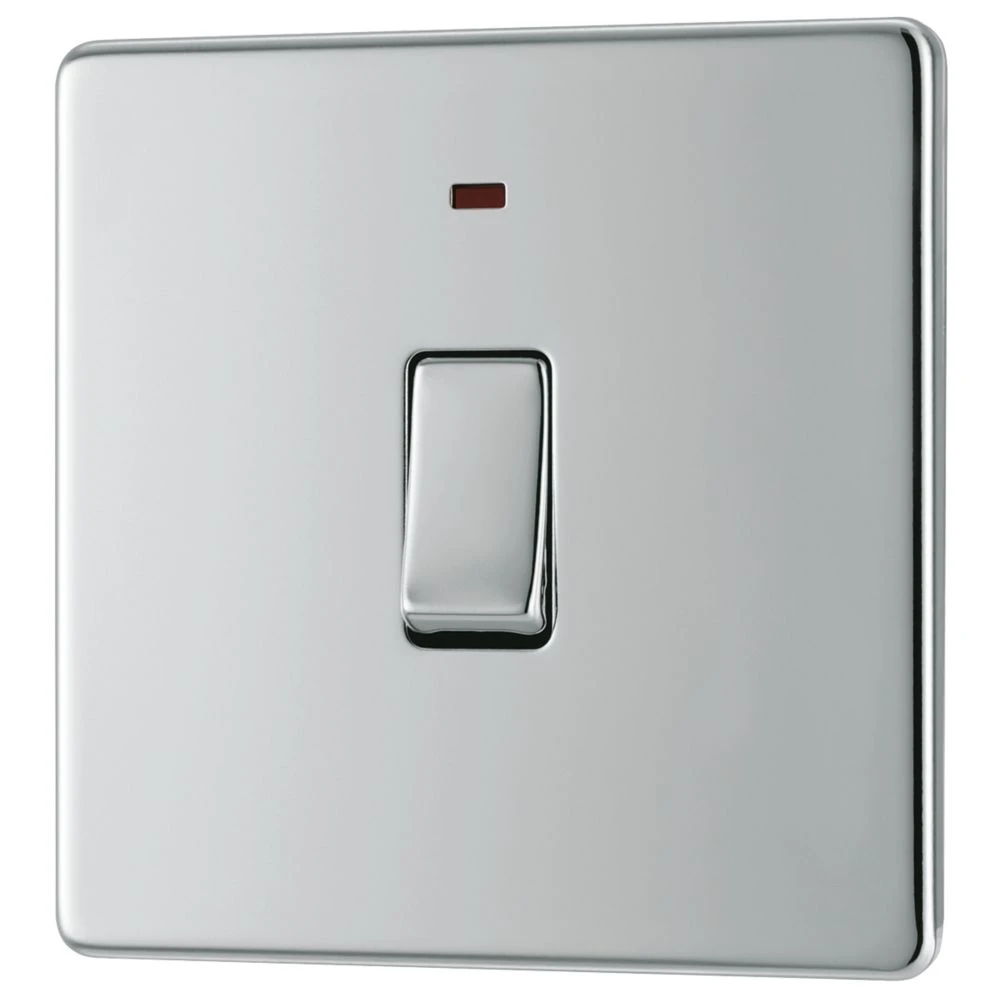 LAP 20A 1-Gang DP Boiler Switch Polished Chrome With LED