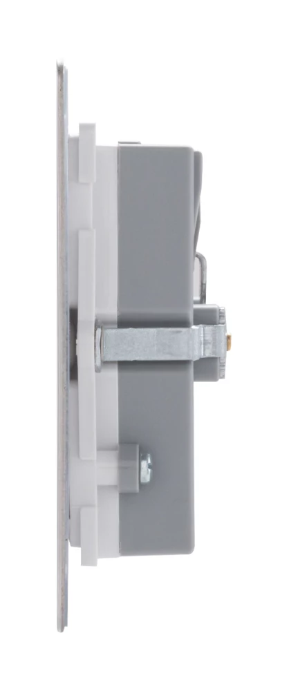 LAP 13A 2-Gang Unswitched Socket + 4.2A 4-Outlet Type A USB Charger Brushed Stainless Steel With White Inserts - Image 3