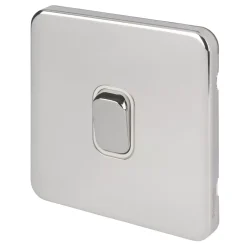 Schneider Electric Lisse Deco 10AX 1-Gang 2-Way Light Switch Polished Chrome With White Inserts