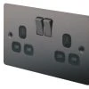 LAP 13A 2-Gang DP Switched Plug Socket Black Nickel With Black Inserts