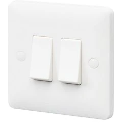 MK Base 10AX 2-Gang 1-Way Light Switch White