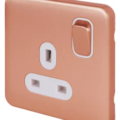 Schneider Electric Lisse Deco 13A 1-Gang DP Switched Socket Copper With LED With White Inserts