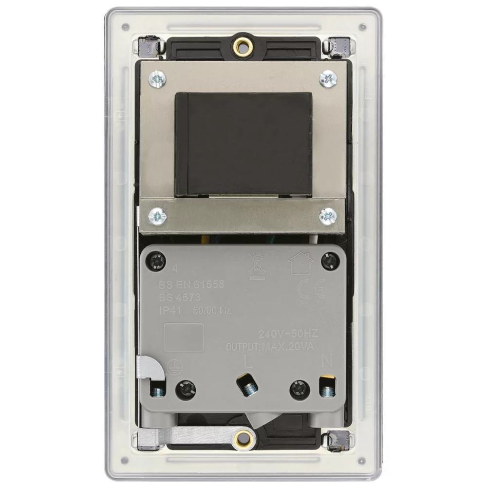 LAP 2-Gang Dual Voltage Shaver Socket 115 / 230V Slate Grey With Black Inserts - Image 4