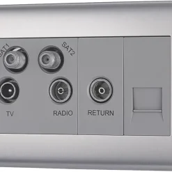 British General NEXUS METAL 2-Gang Quadruplex TV Socket Brushed Steel