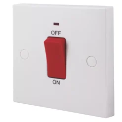 British General 900 Series 45A 1-Gang DP Cooker Switch White With Neon