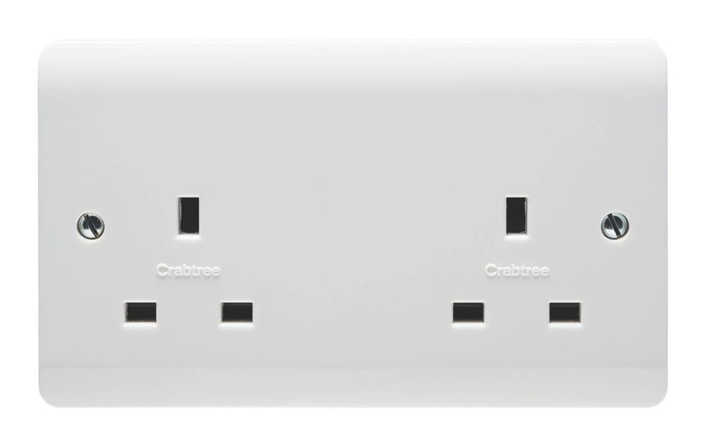 Crabtree Instinct 13A 2-Gang Unswitched Socket White - Image 2