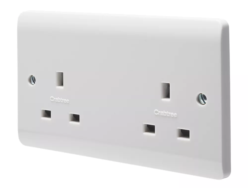 Crabtree Instinct 13A 2-Gang Unswitched Socket White