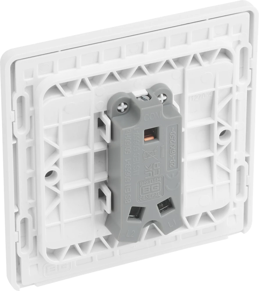 British General Evolve 20 A 16AX 1-Gang 2-Way Light Switch Pearlescent White With White Inserts - Image 5