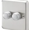 MK Albany Plus 2-Gang 2-Way Dimmer Switch Brushed Steel