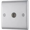 British General Nexus Metal 1-Gang Coaxial TV / FM Socket Brushed Steel