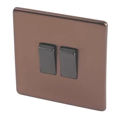 Varilight 10AX 2-Gang 2-Way Light Switch Brushed Bronze