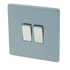 Varilight 10AX 2-Gang 2-Way Light Switch Sky Blue