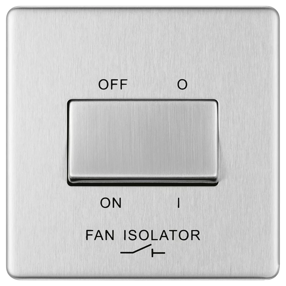 LAP 10A 1-Gang 3-Pole Fan Isolator Switch Brushed Stainless Steel - Image 2
