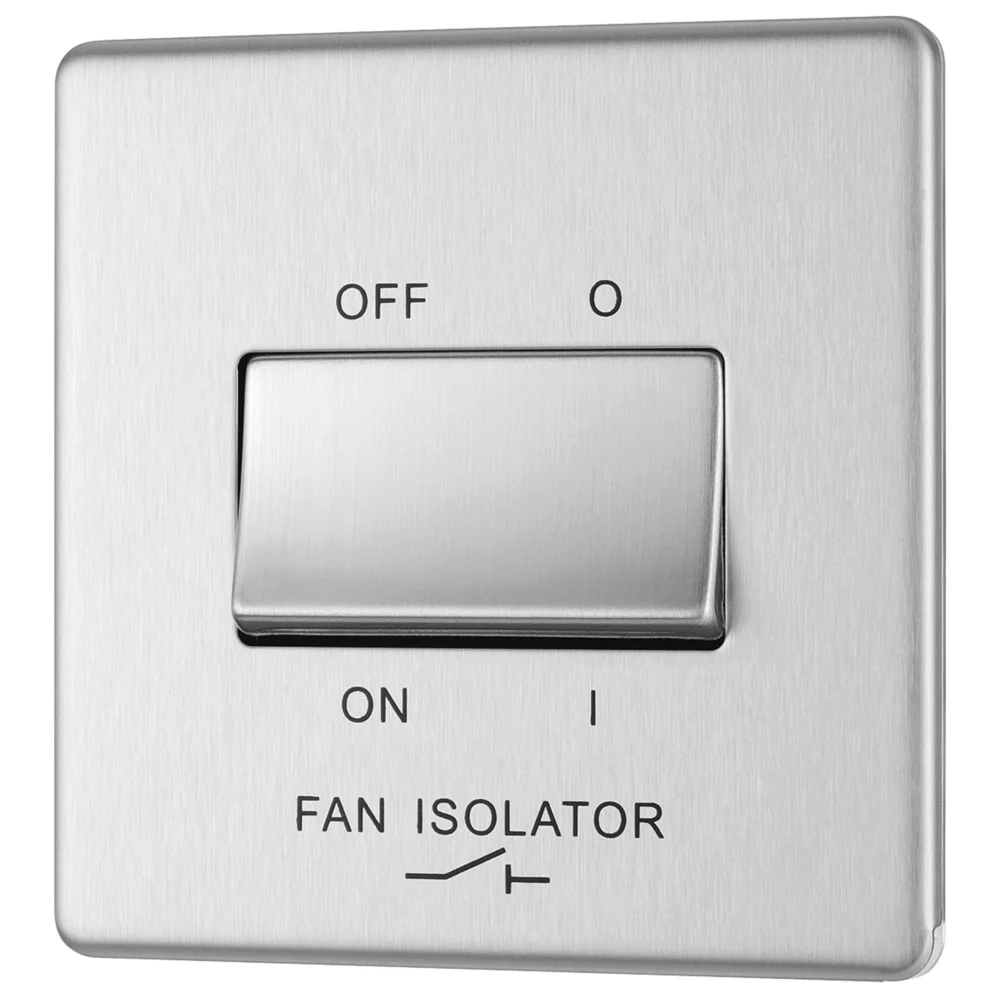 LAP 10A 1-Gang 3-Pole Fan Isolator Switch Brushed Stainless Steel