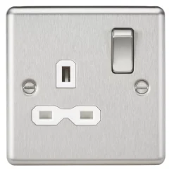 Knightsbridge CL7BCW 13A 1-Gang DP Switched Single Socket Brushed Chrome With White Inserts