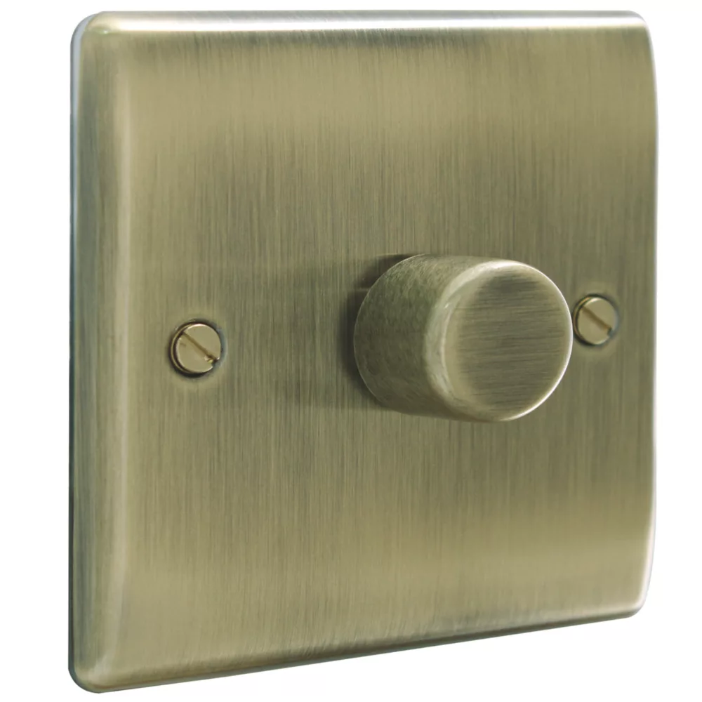 British General Nexus Metal 1-Gang 2-Way LED Dimmer Switch Antique Brass - Image 2