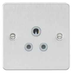 Knightsbridge FP5ABCG 5A 1-Gang Unswitched Socket Brushed Chrome With Colour-Matched Inserts