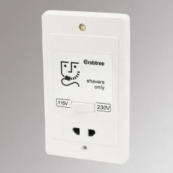 Crabtree Capital 2-Gang Dual Voltage Shaver Socket 115 / 230V White