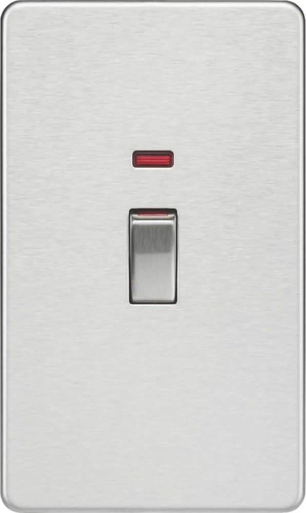 Knightsbridge SF82MNBC 45A 2-Gang DP Control Switch Brushed Chrome With LED