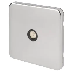 Schneider Electric Lisse Deco 1-Gang Coaxial TV / FM Socket Polished Chrome With Black Inserts