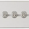 Knightsbridge CSTOG3BC 10AX 3-Gang 2-Way Light Switch Brushed Chrome