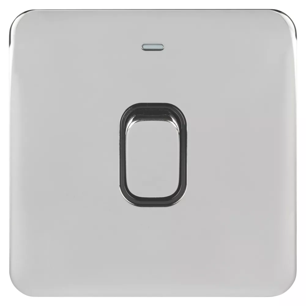 Schneider Electric Lisse Deco 20AX 1-Gang DP Control Switch Polished Chrome With LED With Black Inserts - Image 2