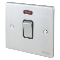 Schneider Electric Ultimate Low Profile 20AX 1-Gang DP Control Switch Brushed Chrome With Neon With Black Inserts