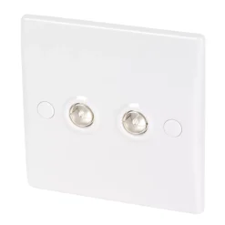 Schneider Electric Ultimate Slimline 2-Gang Duplex Multimedia Socket White