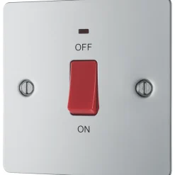 LAP 45A 1-Gang DP Cooker Switch Polished Chrome With LED