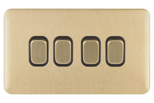 Schneider Electric Lisse Deco 10AX 1-Gang 2-Way Light Switch Satin Brass With Black Inserts