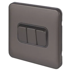 Schneider Electric Lisse Deco 10AX 3-Gang 2-Way Light Switch Mocha Bronze With Black Inserts