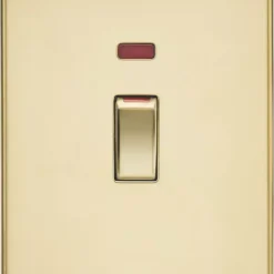 Knightsbridge FP82MNPB 45A 2-Gang DP Control Switch Polished Brass With LED