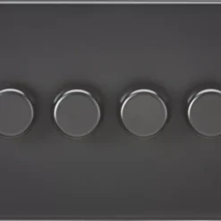 Knightsbridge SF2184MBB 4-Gang 2-Way LED Dimmer Switch Matt Black