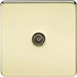 Knightsbridge SF0100PB 1-Gang Coaxial TV Socket Polished Brass
