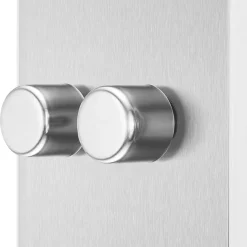 British General Evolve 2-Gang 2-Way LED Trailing Edge Double Push Dimmer With Rotary Control Brushed Steel With White Inserts
