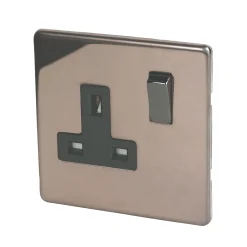 Varilight 13AX 1-Gang DP Switched Plug Socket Polished Bronze With Black Inserts