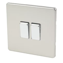 Varilight 10AX 2-Gang 2-Way Light Switch Satin Chrome