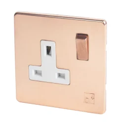 Varilight 13AX 1-Gang DP Switched Plug Socket Anti-Microbial Copper With White Inserts