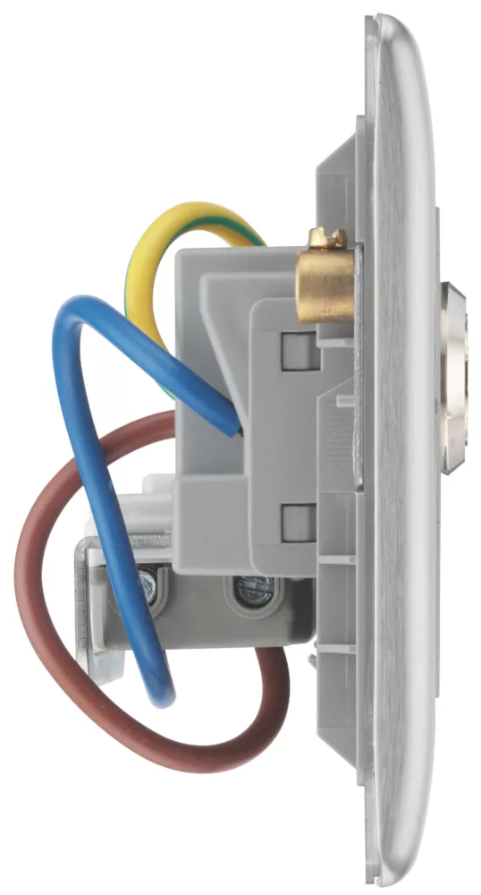 British General Nexus Metal 13A 1-Gang DP Key Switch Brushed Steel With Graphite Inserts - Image 4