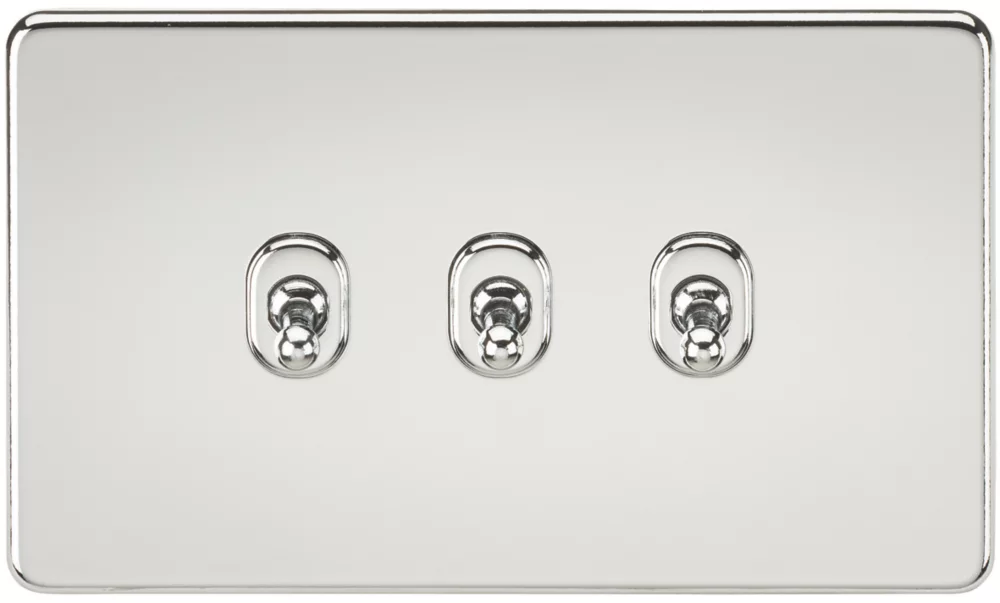Knightsbridge SF3TOGPC 10AX 3-Gang 2-Way Light Switch Polished Chrome