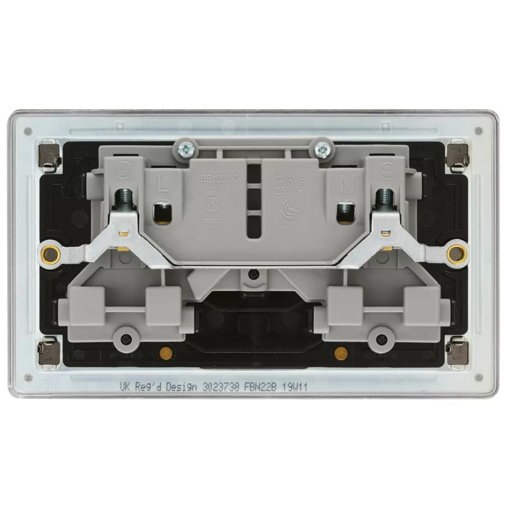 LAP 13A 2-Gang DP Switched Power Socket Black Nickel With Black Inserts - Image 4