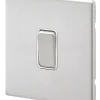 MK Aspect 10AX 1-Gang 2-Way Switch Brushed Stainless Steel With White Inserts