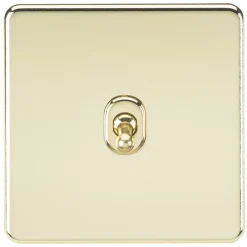 Knightsbridge SF12TOGPB 10AX 1-Gang Intermediate Switch Polished Brass With Colour-Matched Inserts