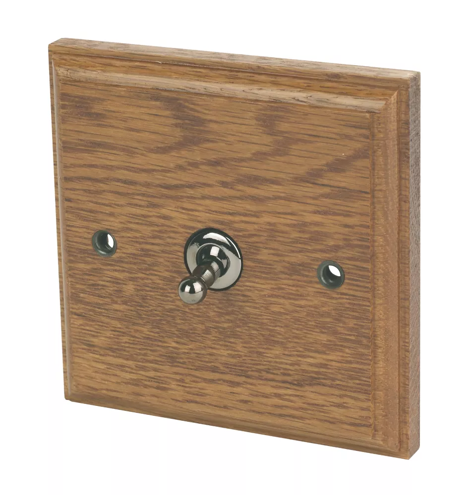 Varilight 10AX 1-Gang 2-Way Toggle Switch Medium Oak
