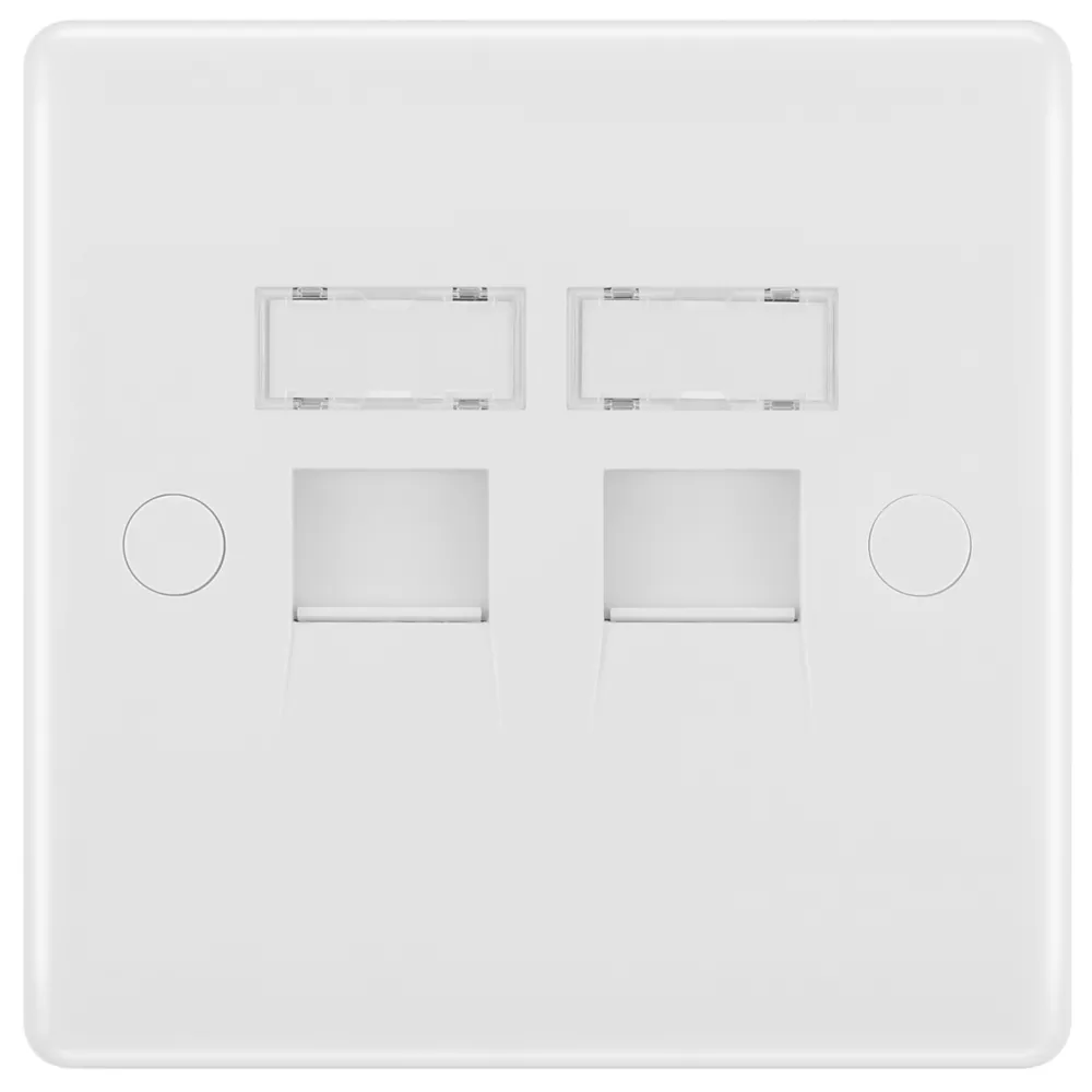 British General 800 Series RJ45 Ethernet Socket White With White Inserts - Image 2