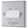 LAP 10AX 1-Gang 3-Pole Fan Isolator Switch Brushed Stainless Steel With White Inserts